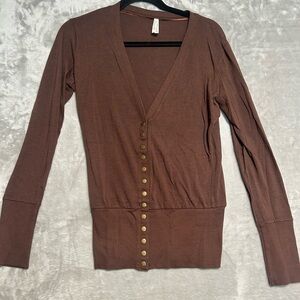 Y2K Style Long Cardigan Color Story Women’s Large Brown Buttons
